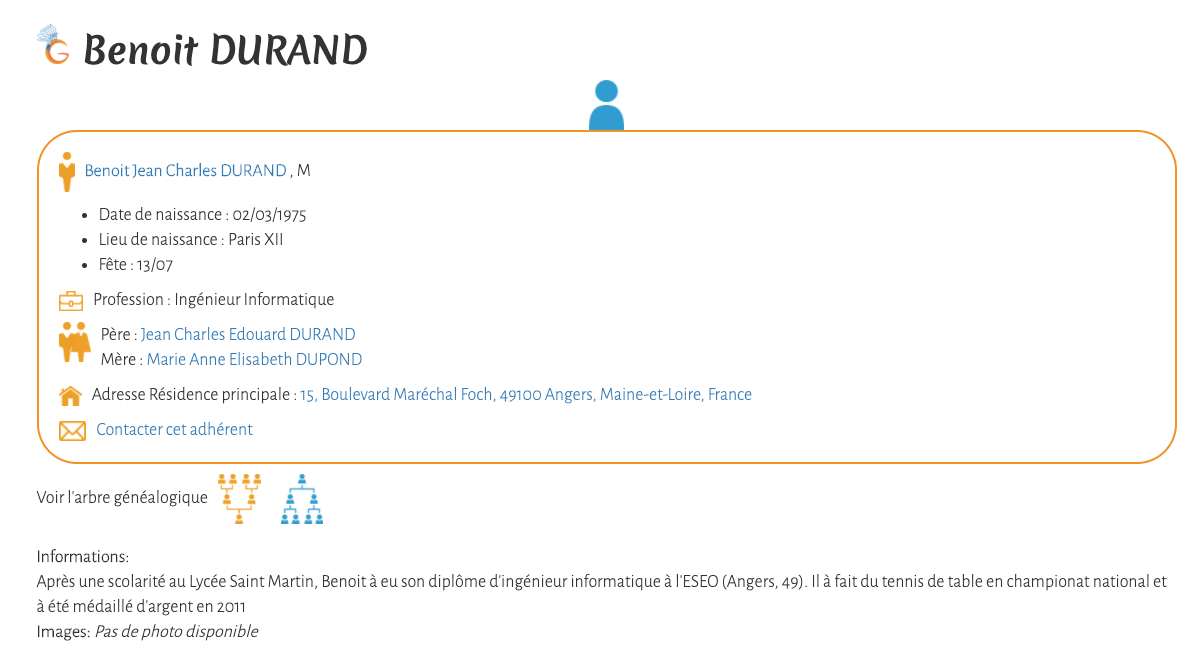 Fiche individuelle Célibataire